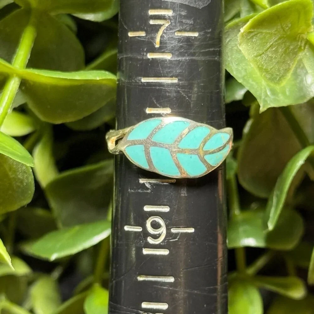 Silver‎ 925 Petite Enamel Leaf Ring